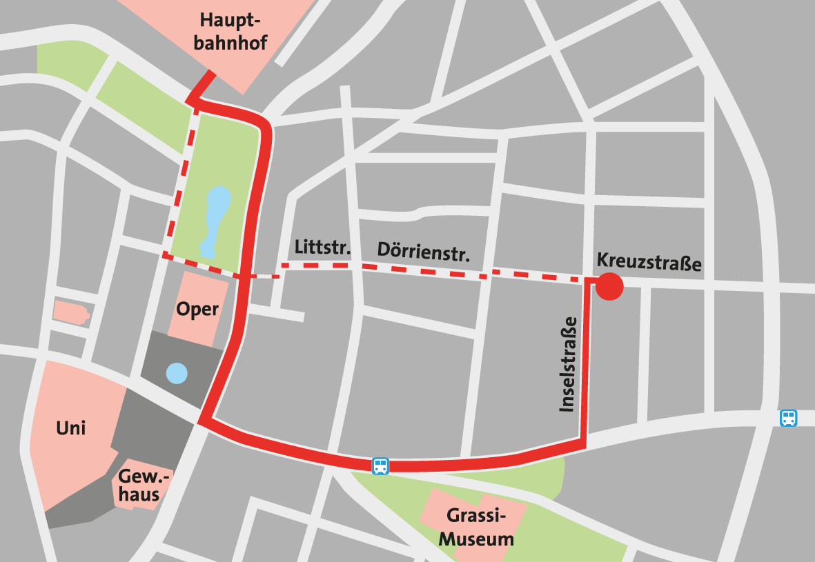 Stadtplan-Ausschnitt: Dipl.-Des. Michael Kewitsch (Leipzig), 2019
